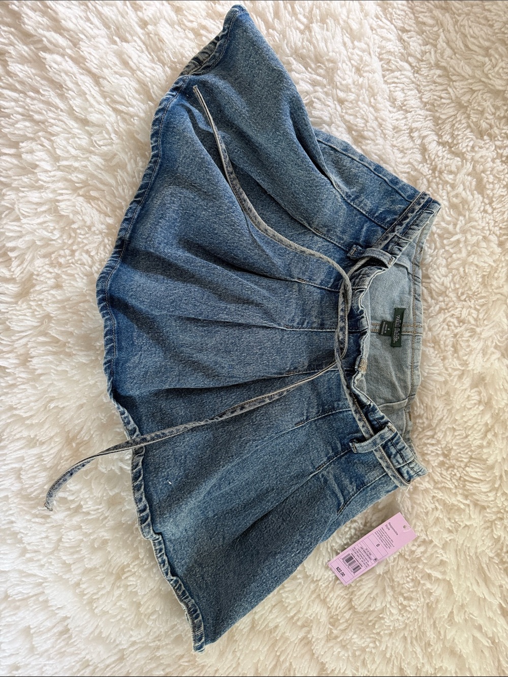 wild fable Blue Denim Pleated Mini Skort with Drawstring